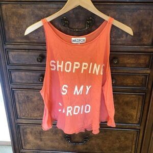 WILD Fox light orange tank top with cute saying